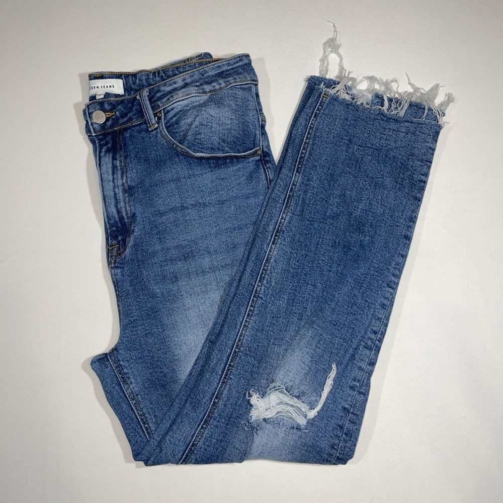 Risen Jeans  Distressed Cropped Straight Leg Women's 1X